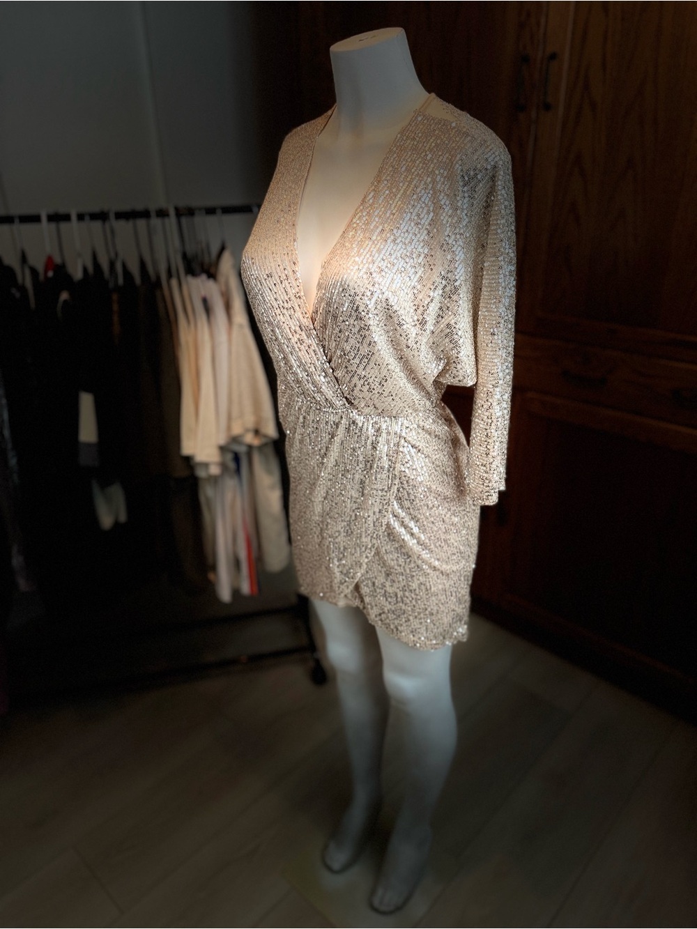 Sparkle Wrap Romper Robe in Champagne - Women Intimates